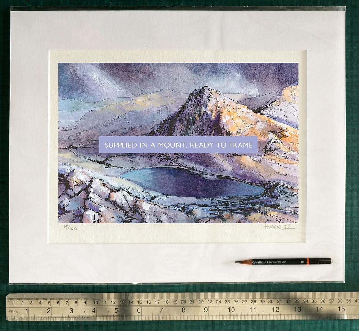 Watercolour of Tryfan, Ogwen Valley, Snowdonia, Wales