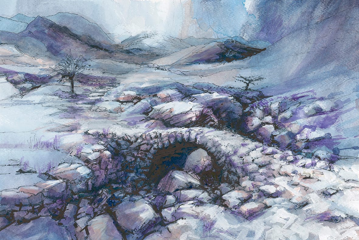 Roman Steps, Rhinog Fawr, Snowdonia watercolour