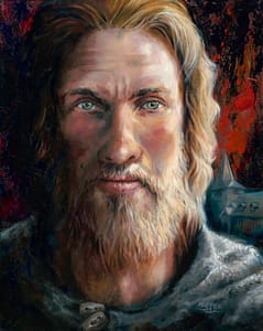 Life size oil painting of St Edmund the original patron saint of England