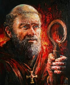 Oil painting of St Cuthbert