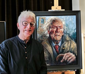 RS Thomas portrait at St Hywen's Church, Aberdaron