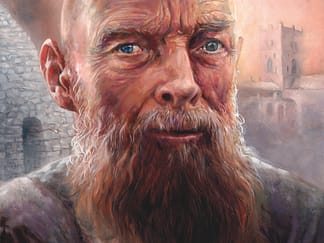 Oil painting of Dewi Sant – Saint David