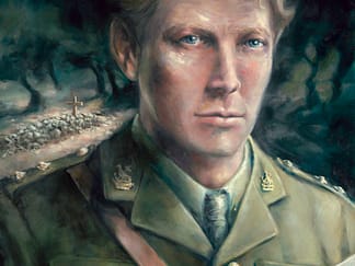 A museum-grade giclée print using 12 colour light-fast inks on Hahnemule paper from the original 30" x 24" oil painting of WW1 poet Rupert Brooke by professional artist Stephen Hopper
