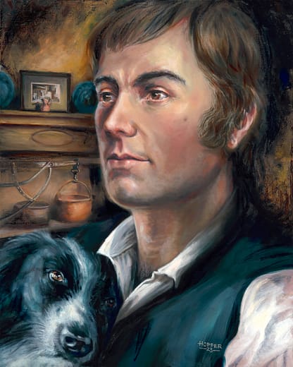 Life size oil painting of Scottish poet Robert 'Rabbie' Burns