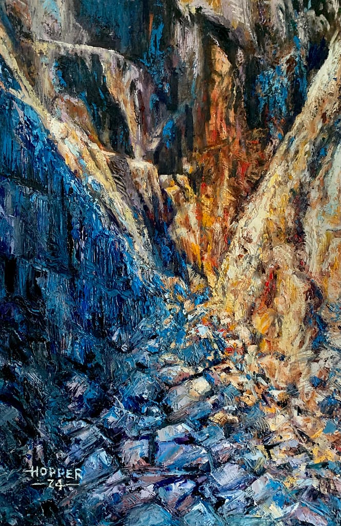 Oil-painting-The-Unmade-Bed-of-Penrhyn-after-RS-Thomas