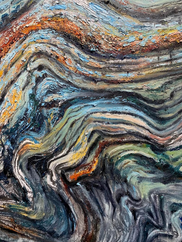 Abstract expressionism – 'Fields of Schist' – after RS Thomas – Landscape oil painting by Stephen Hopper