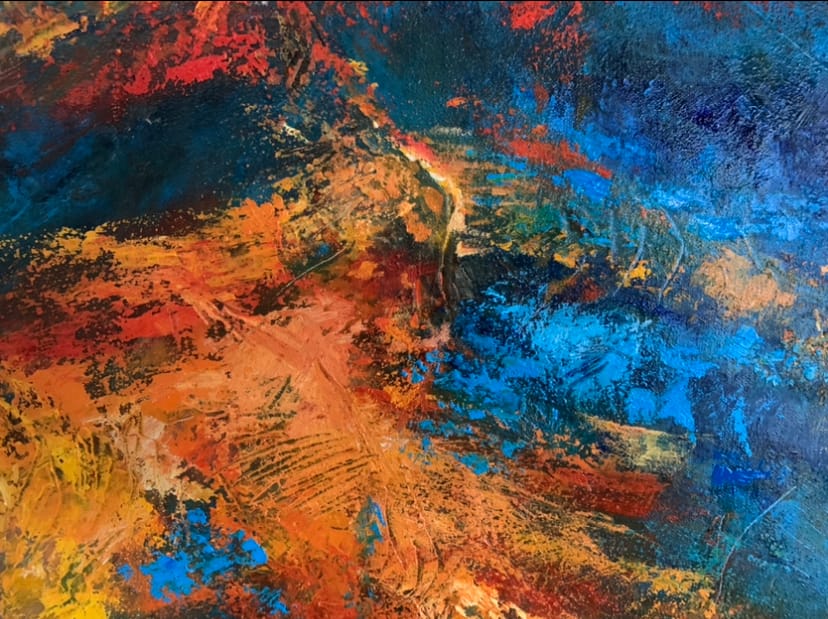 Abstract expressionism –  'Awaiting Ushas' landscape oil painting by Stephen Hopper